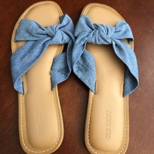 Denim Bow Sandals